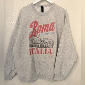 Roma, Italia Crewneck Sweatshirt, Vintage Retro Grunge Style Pullover